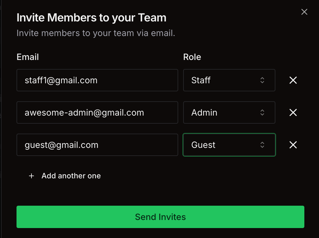 Team Management Interface